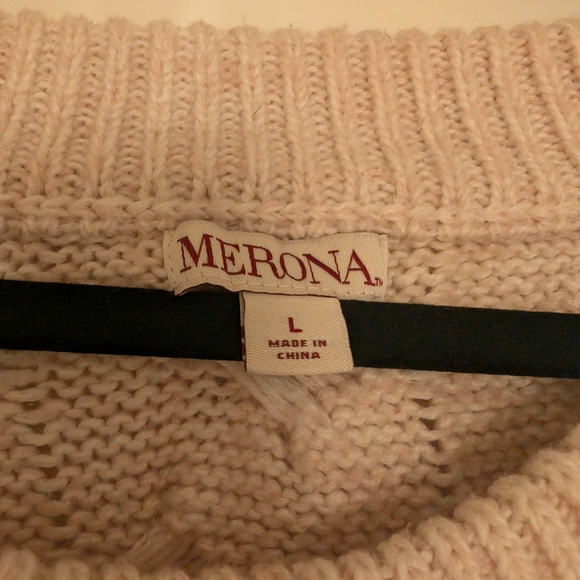 Merona Pink Cable Knit Sweater in Cream - Picture 4 of 8